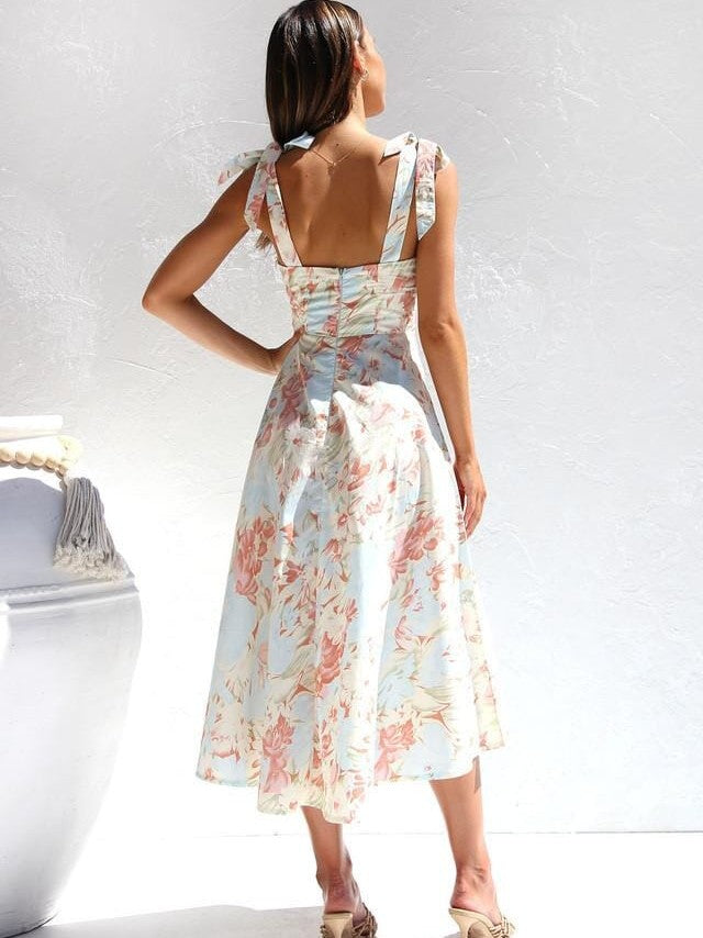 Kira | Printed Midi Dress with Straps