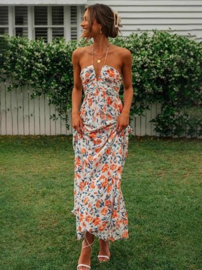 Louise | Floral Halter Maxi Summer Dress