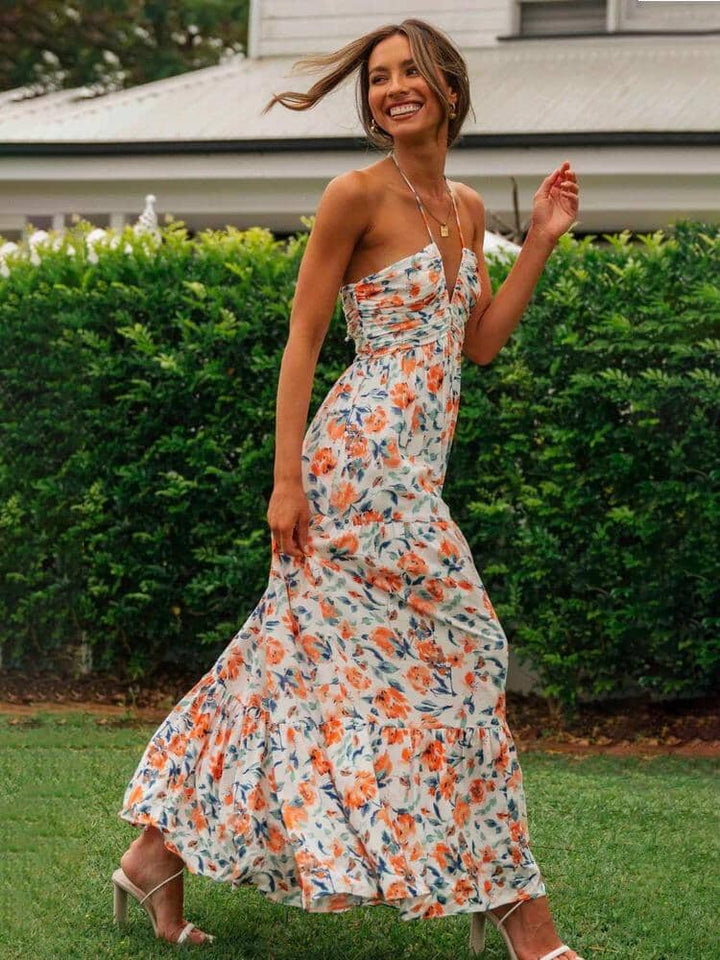 Louise | Floral Halter Maxi Summer Dress