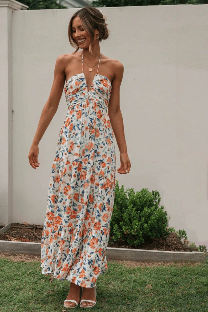 Louise | Floral Halter Maxi Summer Dress
