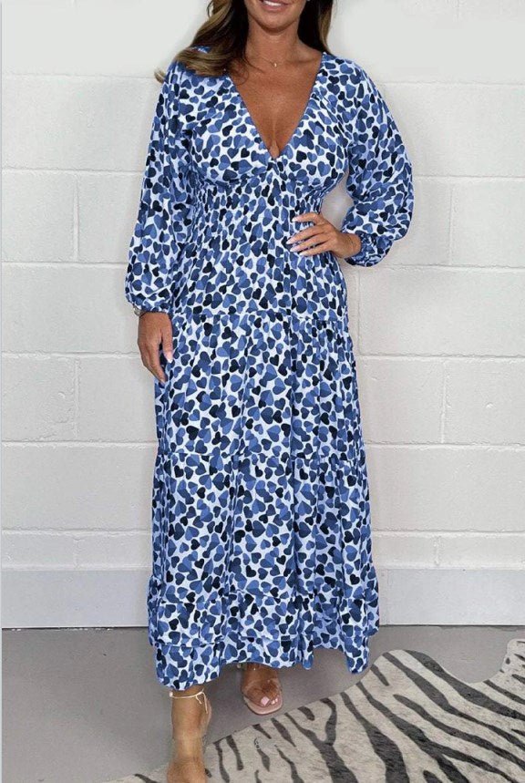 Rysia | Printed Dress with Deep V-Neck