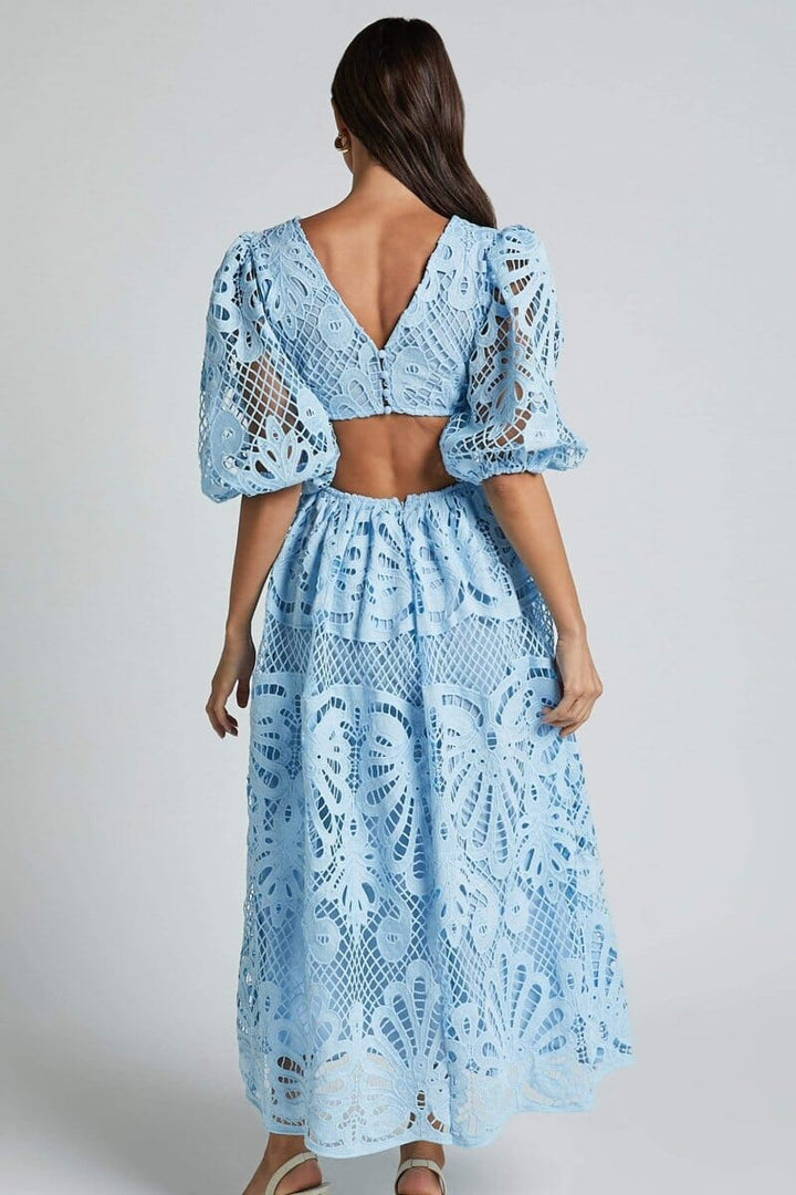 Sandra | Embroidered Lace Midi Dress