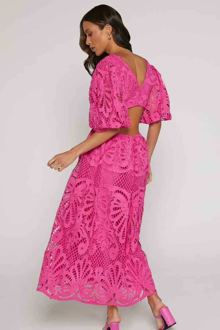 Sandra | Embroidered Lace Midi Dress