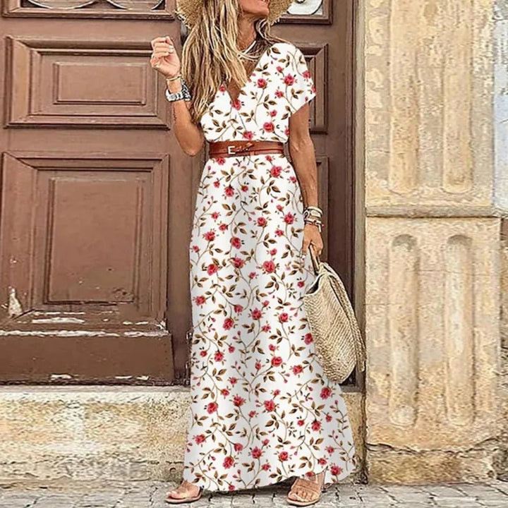 Tiana | Boho Floral Maxi Dress with Belt